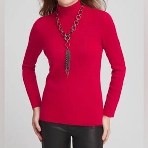 Chico's Turtle Neck Red Sweater US Size M Chico's Size 1
